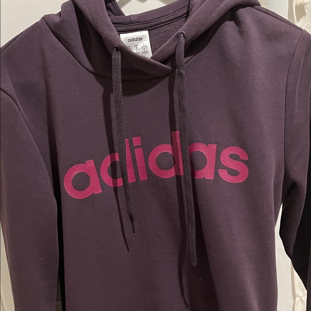 Adidas Dark Purple Hoodie with Pink Accents